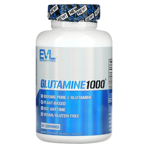 EVLution Nutrition, глутамин1000, 500 мг, 120 растительных капсул #1