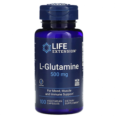 Life Extension, L-глютамин, 500 мг, 100 вегетарианских капсул #1