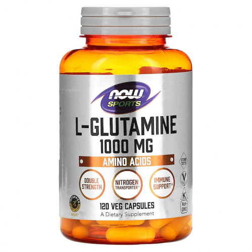 NOW Foods, L-глутамин, двойной концентрации, 1000 мг, 120 растительных капсул #1