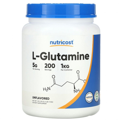 Nutricost, L-глютамин, без добавок, 5 г, 2,2 фунта (35,3 унции) #1