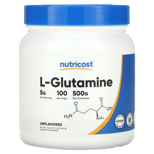 Nutricost, L-глютамин, без добавок, 5 г (500 г) #1