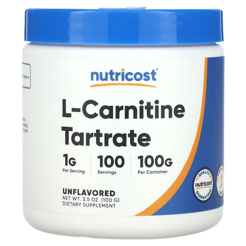 Nutricost, L-карнитин тартрат, без добавок, 1 г, 100 г (3,5 унции) #1