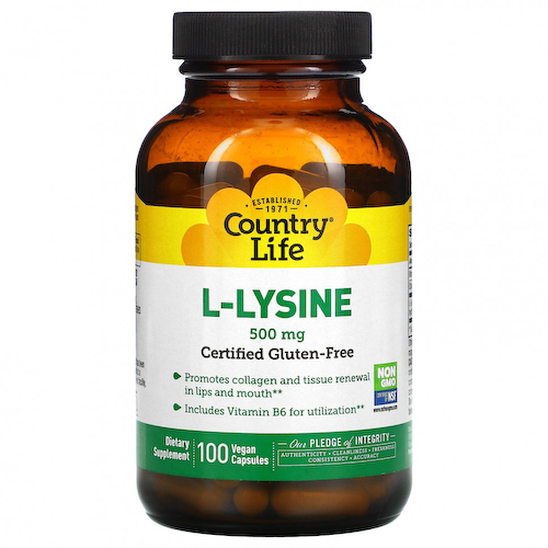 Country Life, L-лизин, 500 мг, 100 растительных капсул #1