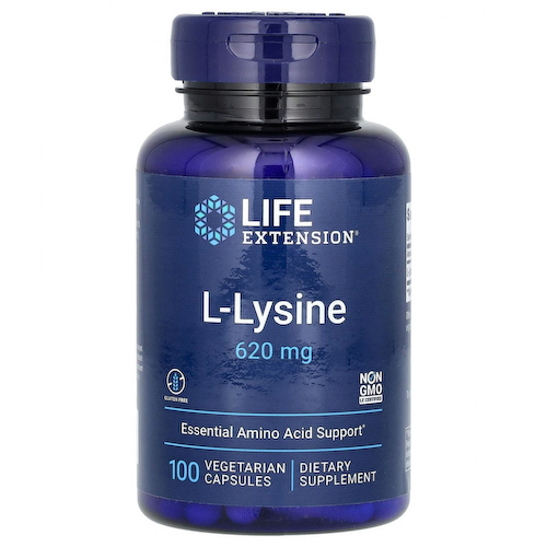 Life Extension, L-лизин, 620 мг, 100 растительных капсул #1