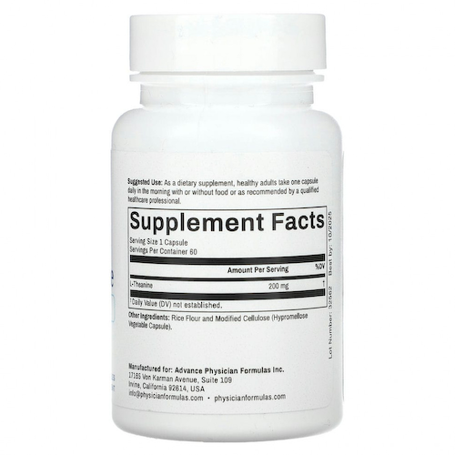 Advance Physician Formulas, L-теанин, 200 мг, 60 капсул #1
