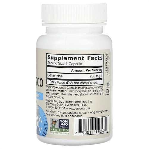 Jarrow Formulas, Теанин 200, 200 мг, 60 вегетарианских капсул #1