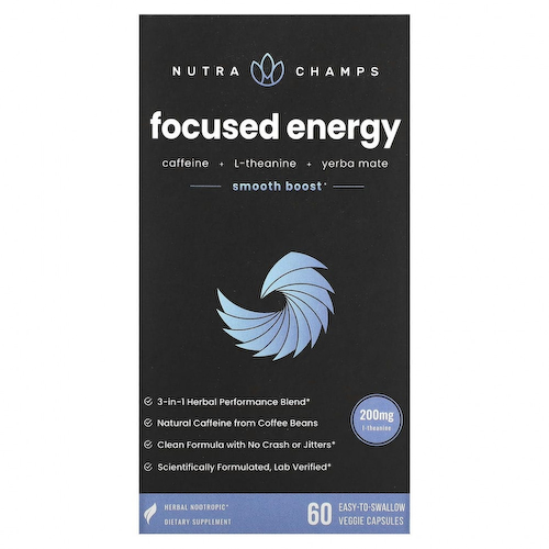 NutraChamps, Focused Energy, 60 Easy-to-Swallow Veggie Capsules #1