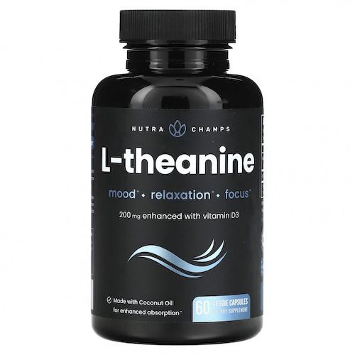 NutraChamps, L-теанин, 200 мг, 60 растительных капсул #1