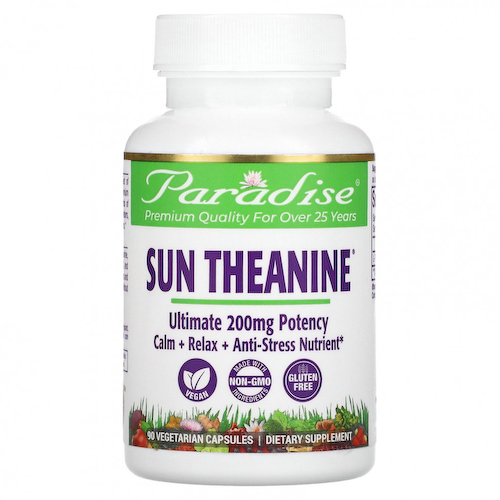 Paradise Herbs, Sun Theanine, 200 mg, 90 Vegetarian Capsules #1
