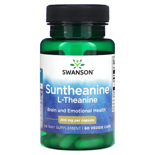 Swanson, Suntheanine, L-теанин, 200 мг, 60 растительных капсул #1