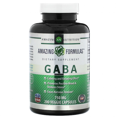 Amazing Nutrition, ГАМК, 750 мг, 200 растительных капсул #1