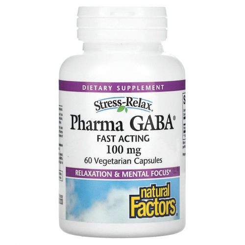 Natural Factors, Stress Relax, Pharma GABA, 100 мг, 60 вегетарианских капсул #1
