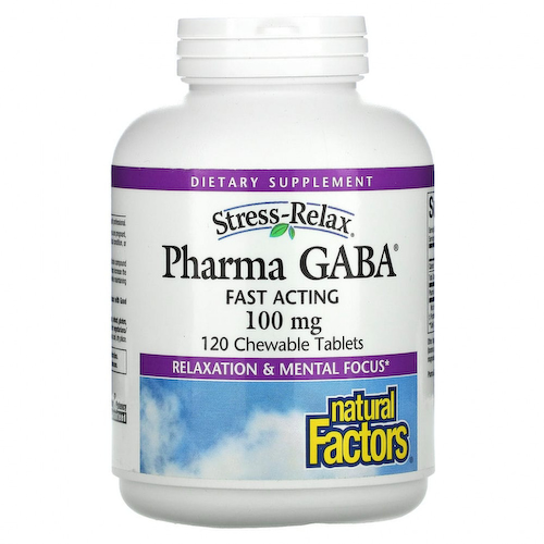 Natural Factors, Stress-Relax, Pharma GABA, 100 мг, 120 жевательных таблеток #1