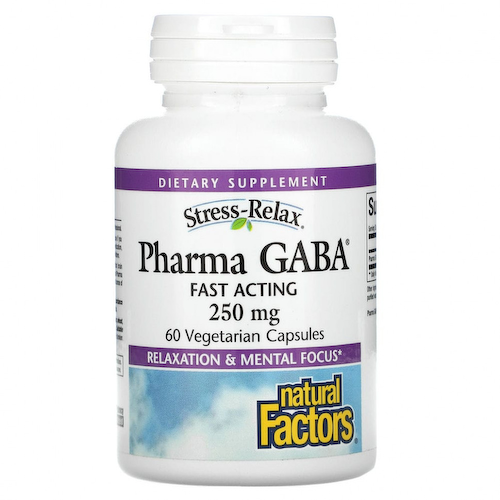 Natural Factors, Stress-Relax, Pharma GABA, 250 мг, 60 вегетарианских капсул #1