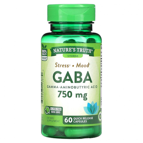 Nature's Truth, Gaba, гамма-аминомасляная кислота, 750 мг, 60 капсул с быстрым высвобождением #1