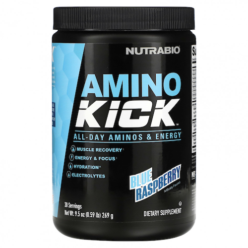 Nutrabio Labs, Amino Kick, голубая малина, 269 г (0,59 фунта) #1