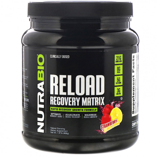 NutraBio Labs, Reload, матрица для восстановления, клубника и лимон, 868 г (1,91 фунта) #1