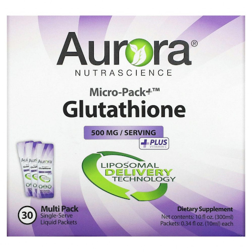 Aurora Nutrascience, Micro-Pack + глутатион, 500 мг, 30 пакетиков по 10 мл (0,34 жидк. Унции) #1