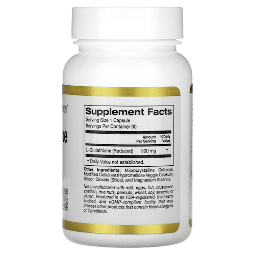 California Gold Nutrition, L-глутатион (восстановленный), 500 мг, 30 растительных капсул #1