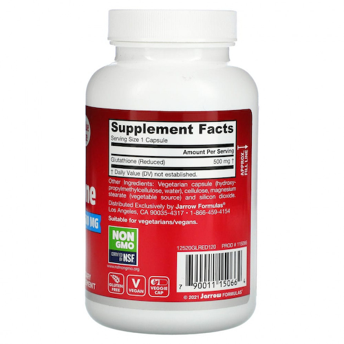 Jarrow Formulas, глутатион восстановленный, 500 мг, 120 вегетарианских капсул #1