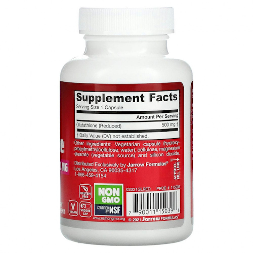 Jarrow Formulas, глутатион восстановленный, 500 мг, 60 вегетарианских капсул #1