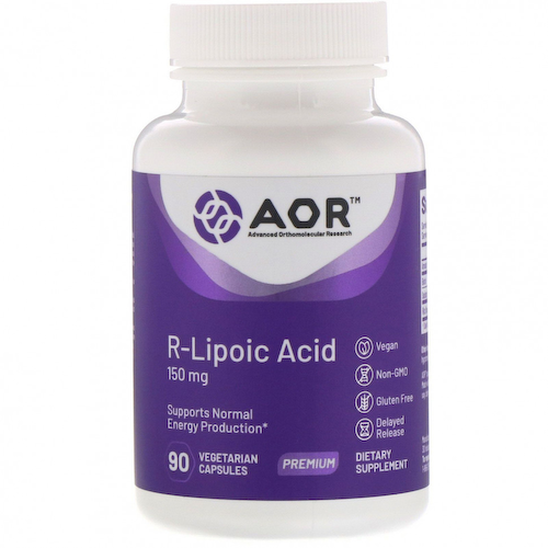 Advanced Orthomolecular Research AOR, R-липоевая кислота, 150 мг, 90 растительных капсул #1