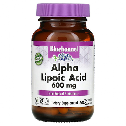Bluebonnet Nutrition, Альфа-липоевая кислота, 600 мг, 60 растительных капсул #1