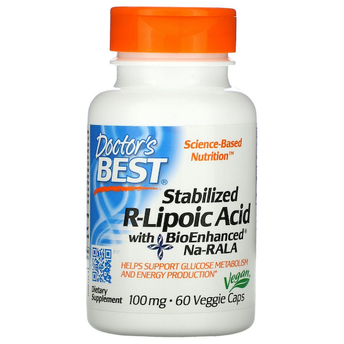Doctor's Best, стабилизированная R-липоевая кислота с BioEnhanced Na-RALA, 100 мг, 60 растительных капсул #1