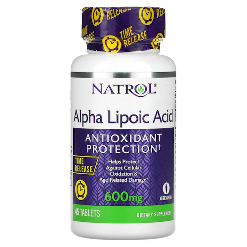 Natrol, Альфа-липоевая кислота, медленное высвобождение, 600 мг, 45 таблеток #1