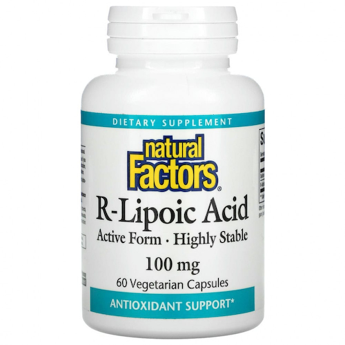 Natural Factors, R-липоевая кислота+, 100 мг, 60 вегетарианских капсул #1