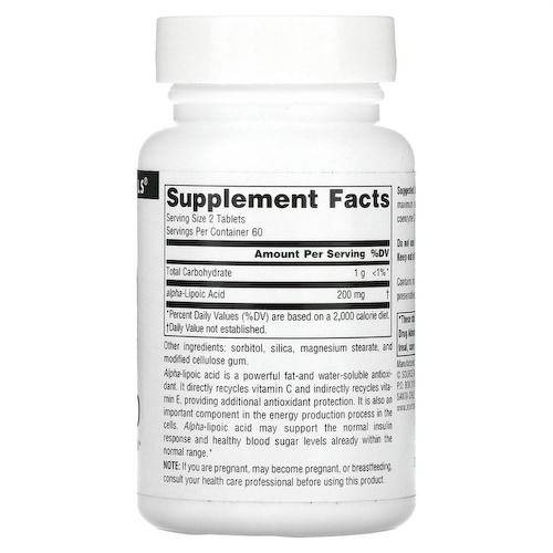 Source Naturals, Альфа-липоевая кислота, 100 мг, 120 таблеток #1