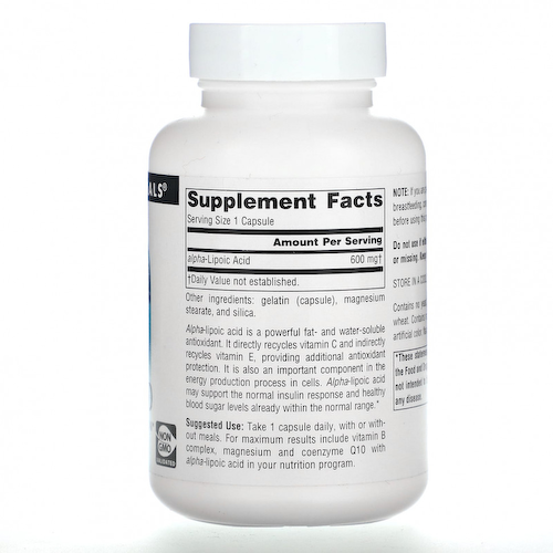 Source Naturals, Альфа-липоевая кислота, 600 мг, 60 капсул #1