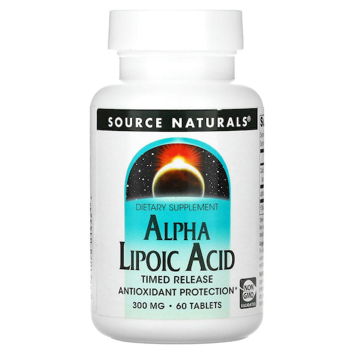 Source Naturals, альфа-липоевая кислота, медленное высвобождение, 300 мг, 60 таблеток #1
