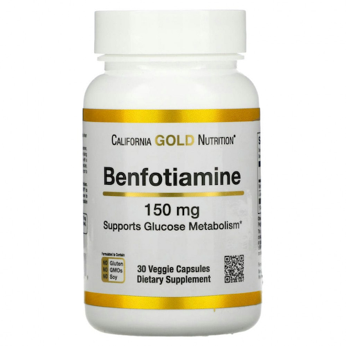 California Gold Nutrition, бенфотиамин, 150 мг, 30 растительных капсул #1