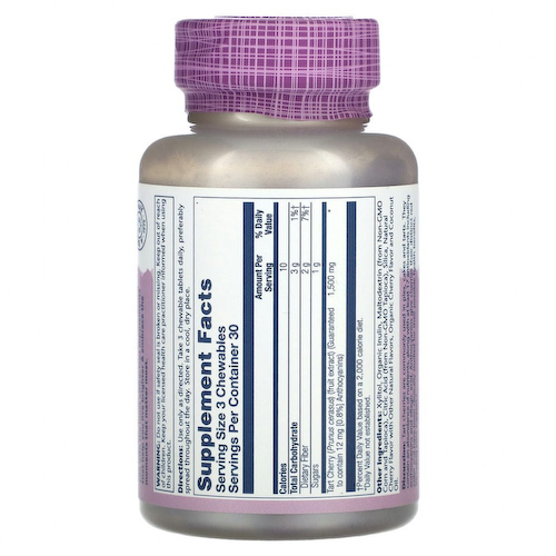 Solaray, Vital Extracts Tart Cherry, натуральная вишня, 500 мг, 90 жевательных таблеток #1