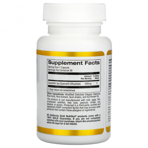 California Gold Nutrition, кверцетин, 500 мг, 30 растительных капсул #1