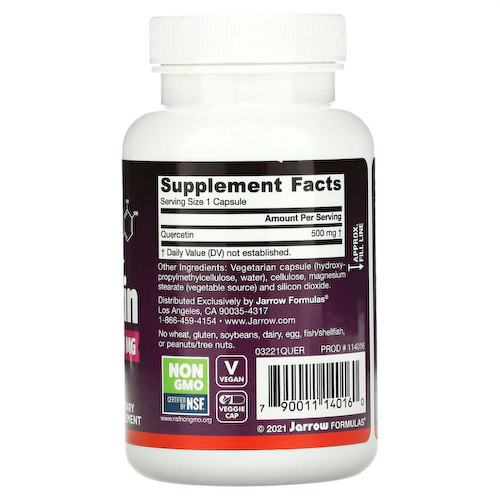 Jarrow Formulas, Кверцетин, 500 мг, 100 овощных капсул #1