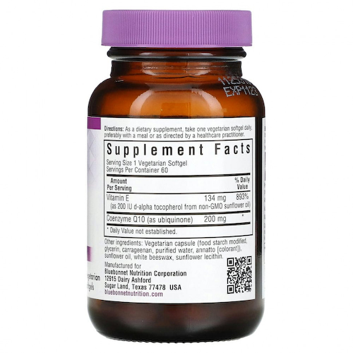 Bluebonnet Nutrition, CoQ10, 200 мг, 60 желатиновых капсул #1