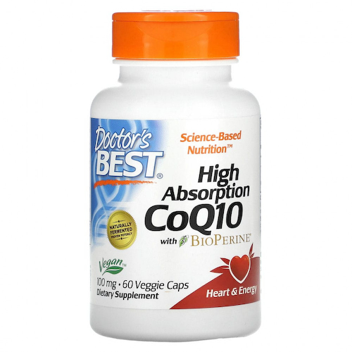 Doctor's Best, коэнзим Q10 с высокой степенью всасывания, с BioPerine, 100 мг, 60 вегетарианских капсул #1