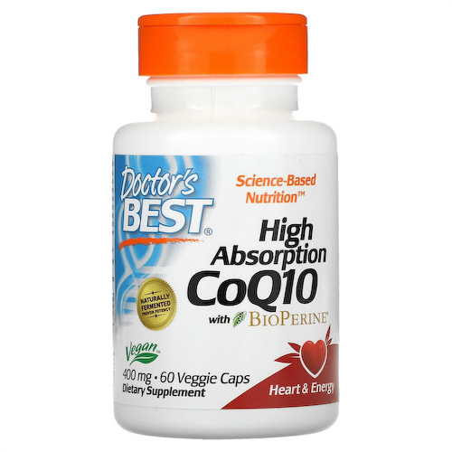Doctor's Best, коэнзим Q10 с высокой степенью усвоения, с BioPerine, 400 мг, 60 вегетарианских капсул #1