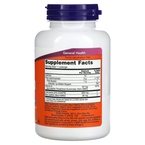 NOW Foods, жевательный коэнзим Q10, 200 мг, 90 пастилок #1
