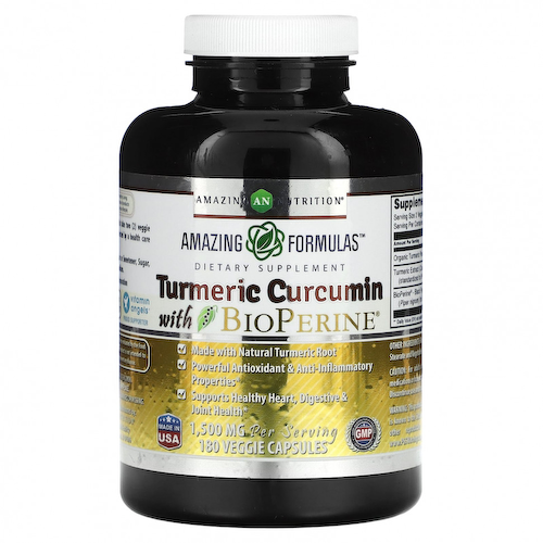 Amazing Nutrition, Куркумин и биоперин, 750 мг, 180 растительных капсул #1