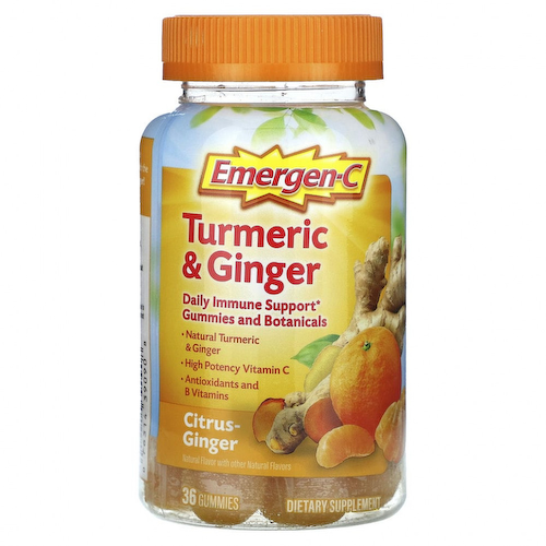 Emergen-C, Куркума и имбирь, цитрусовый и имбирь, 36 жевательных таблеток #1