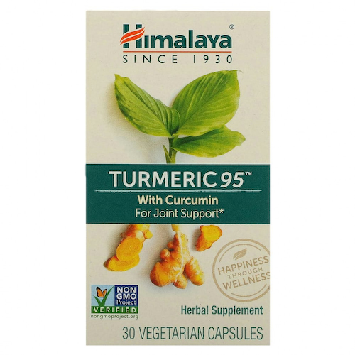 Himalaya, Turmeric 95 с куркумином для поддержки суставов, 30 растительных капсул #1