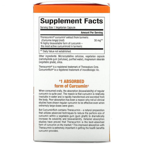 Natural Factors, CurcuminRich, Theracurmin, куркумин, 60 вегетарианских капсул #1