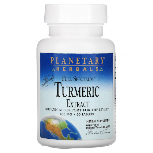 Planetary Herbals, Экстракт куркумы полного спектра, 450 мг, 60 таблеток #1
