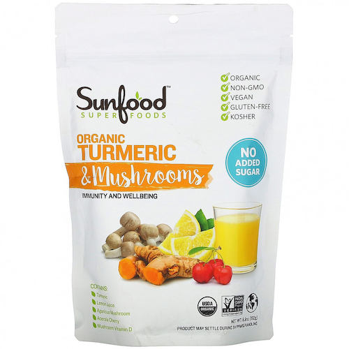 Sunfood, Superfoods, Органическая куркума и грибы, 6,8 унции (192 г) #1