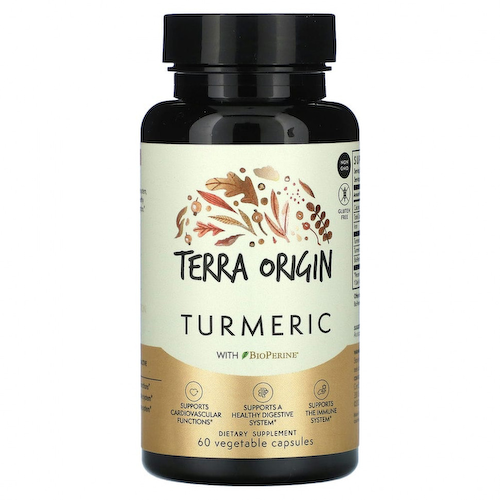Terra Origin, Куркумин, куркумин и биоперин, 60 растительных капсул #1