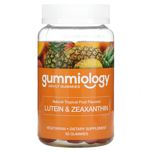 Gummiology, жевательные таблетки с лютеином и зеаксантином, вкус тропических фруктов, 90 вегетарианских жевательных таблеток #1