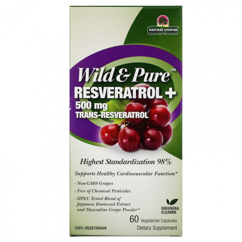 Genceutic Naturals, Wild & Pure Resveratrol+, 500 мг, 60 вегетарианских капсул #1